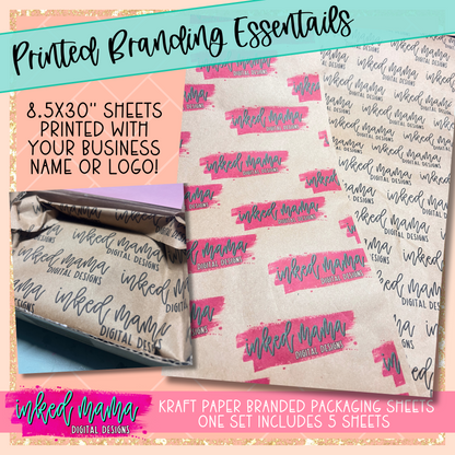 Kraft Paper Branded Packaging Sheets | Small Business Printed Branding Products