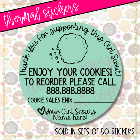 Thank You Cookie Stickers | 2" Thermal Stickers