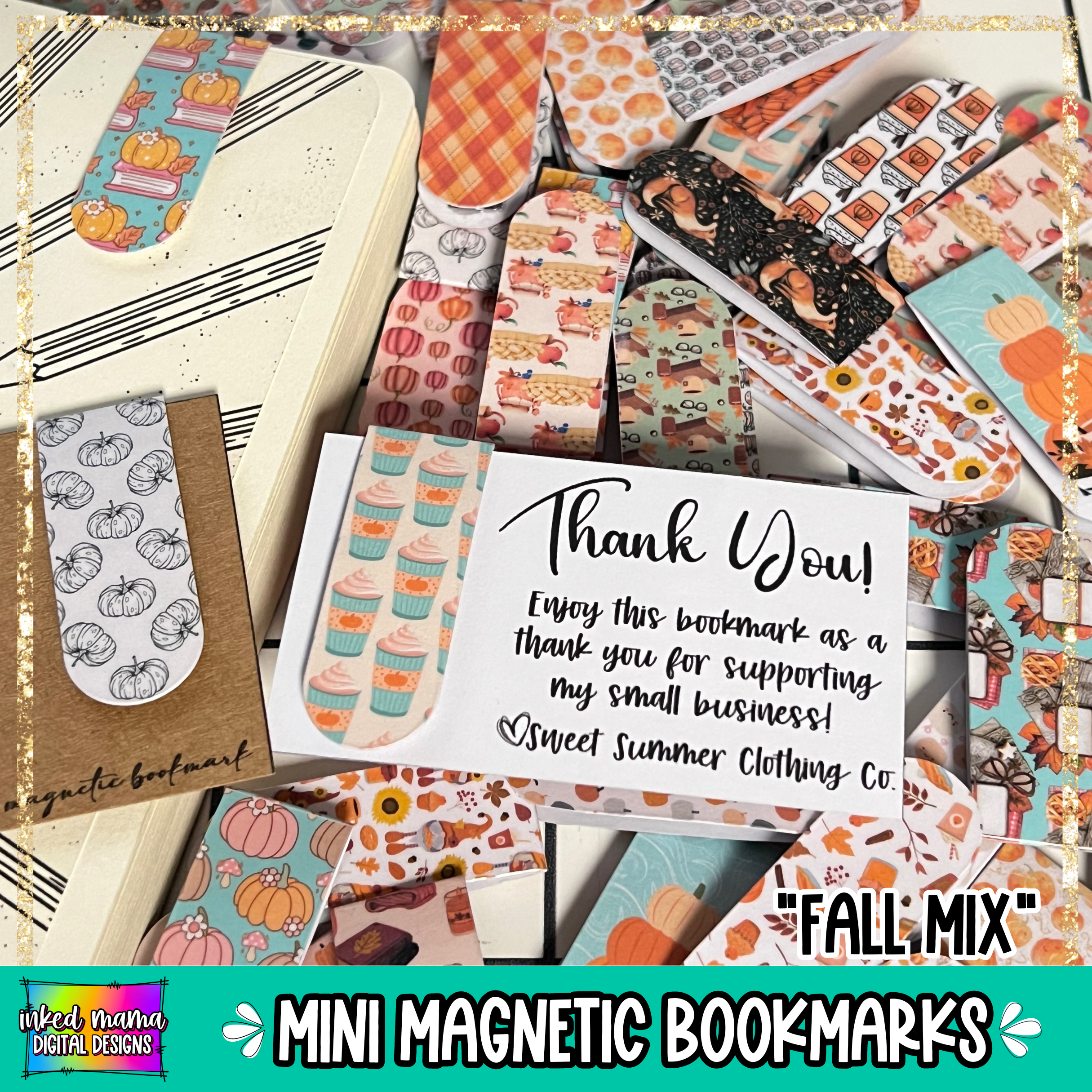 Mini Label Bookmark Fall Mix | Mini Magnetic Bookmarks | Small Business Packaging Fillers ...