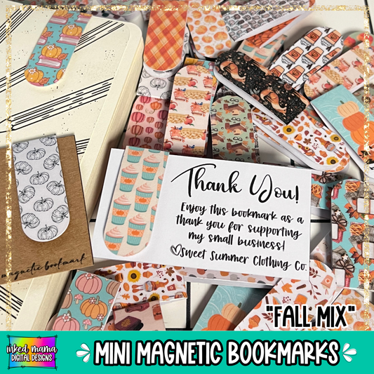 Fall Mix | Mini Magnetic Bookmarks | Small Business Packaging Fillers