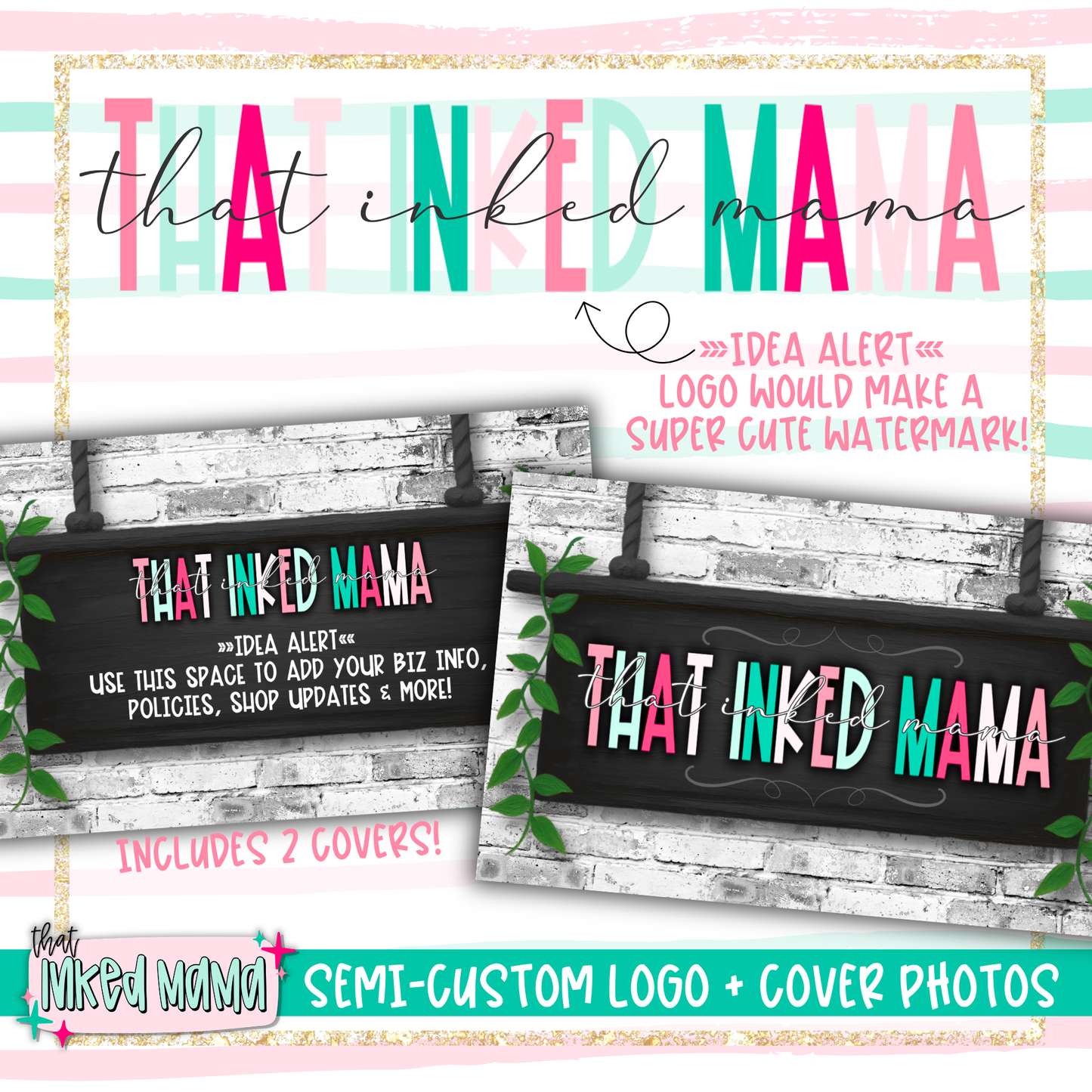 Block Lettering + Boutique Sign Cover Photos + Matching Logo | Small Business Digital Branding
