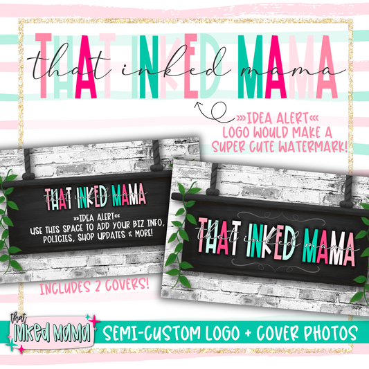 Block Lettering + Boutique Sign Cover Photos + Matching Logo | Small Business Digital Branding