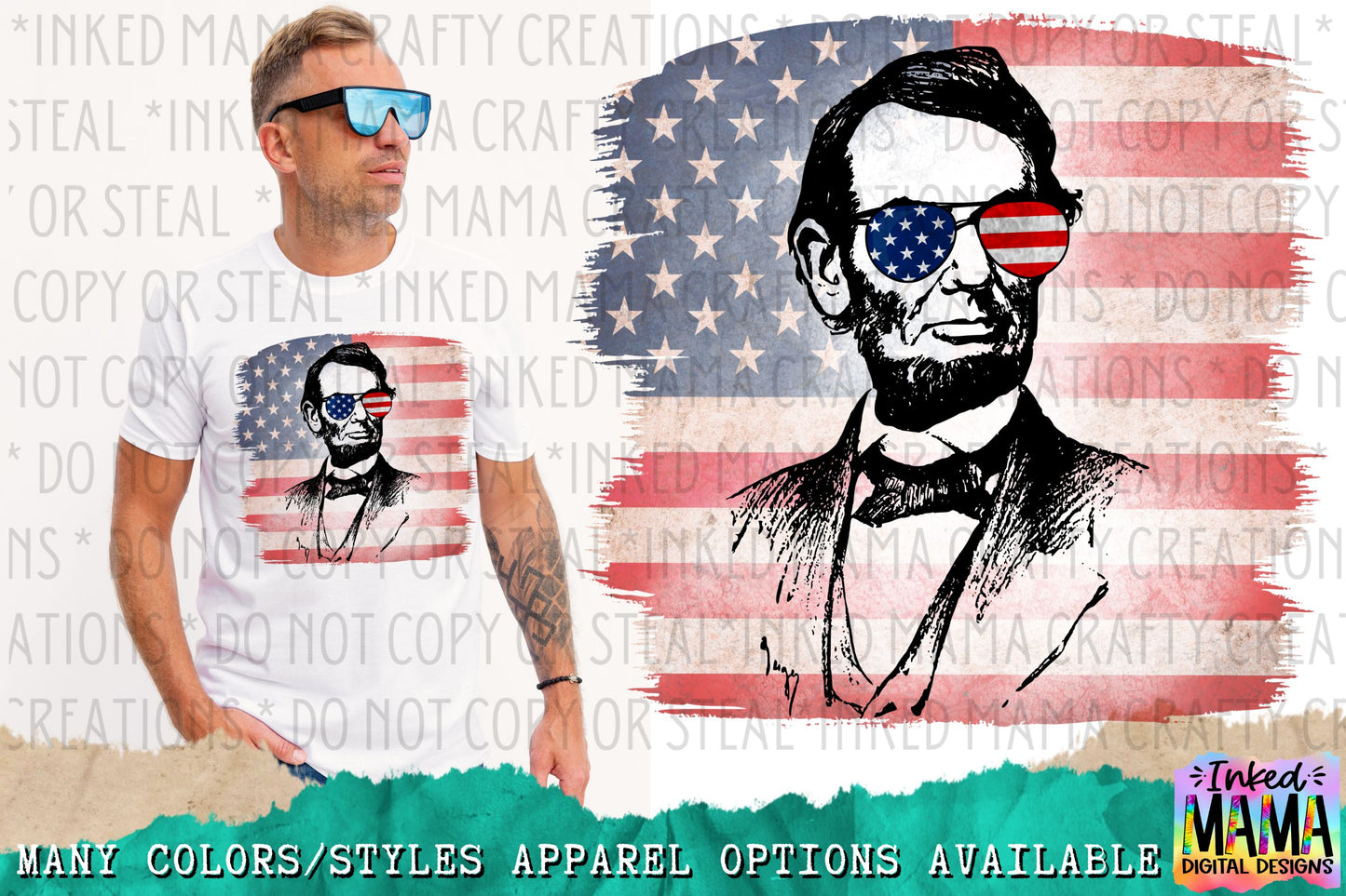 Cool Abe Lincoln - USA 4th of July - Apparel