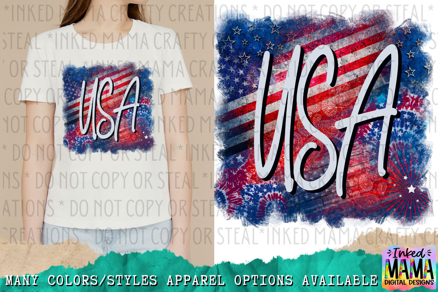 USA - MIxed Flag background - USA 4th of July - Apparel