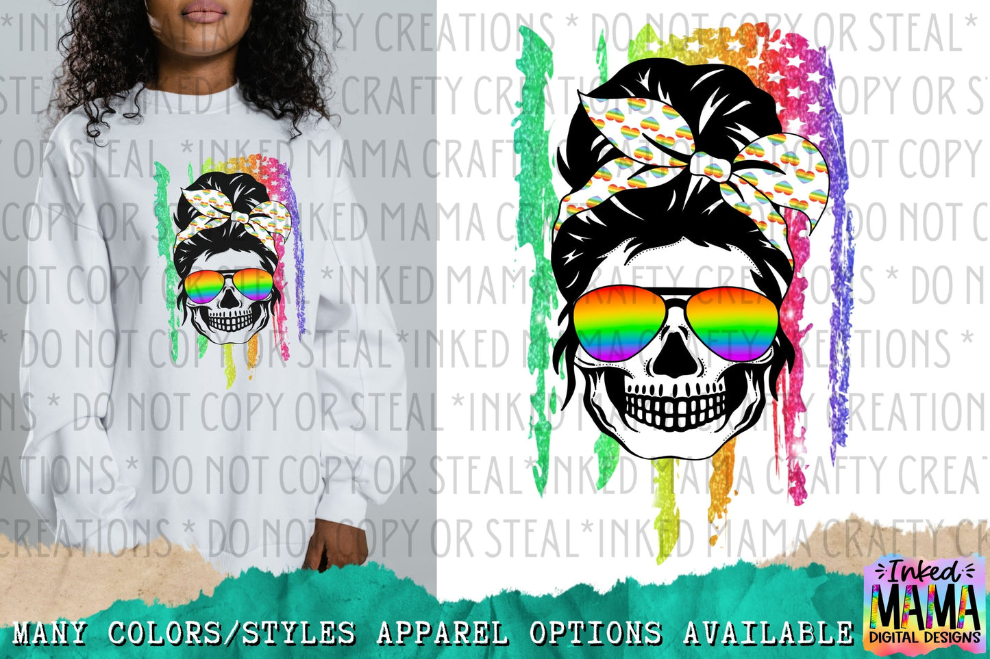 Pride Flag - Skull Woman  - LGBTQIA+ PRIDE Apparel