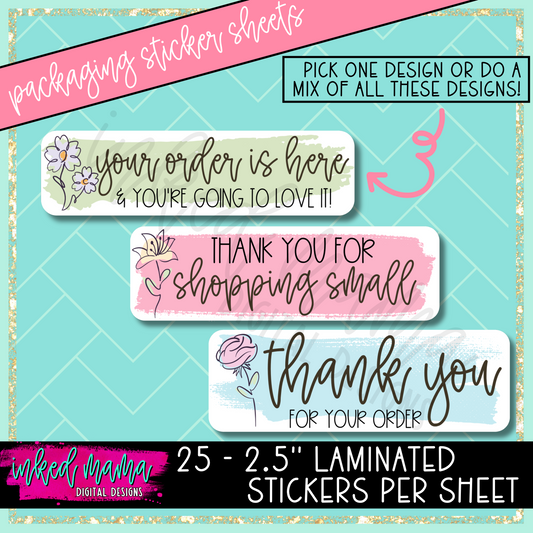 Line Flower Thank You Small Business Packaging Vinyl Stickers