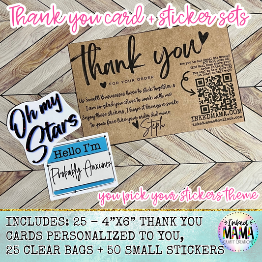 Thank You Cards + Sticker Sets - Small Business Packaging Fillers