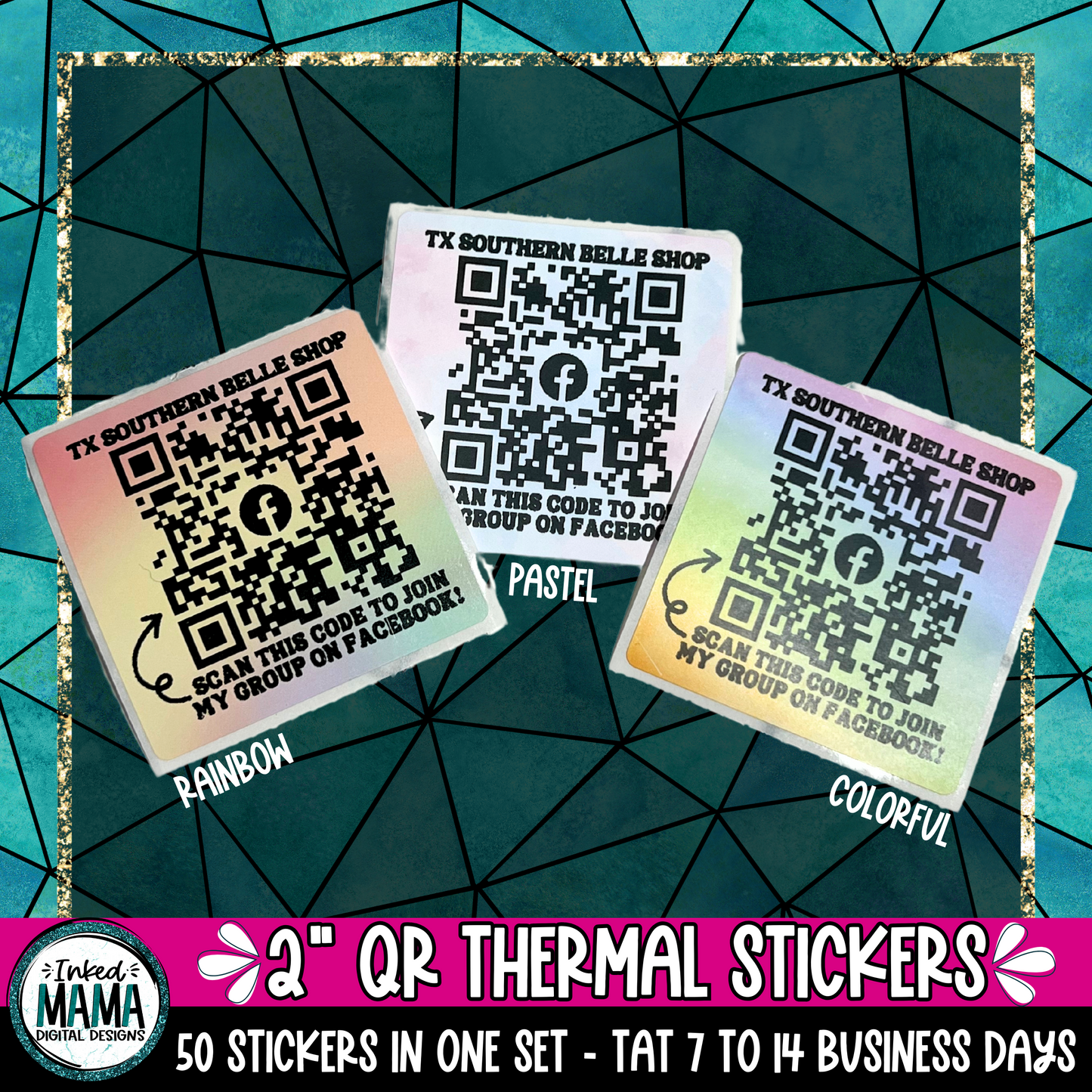 Square 2" QR Small Business Thermal Packaging Stickers