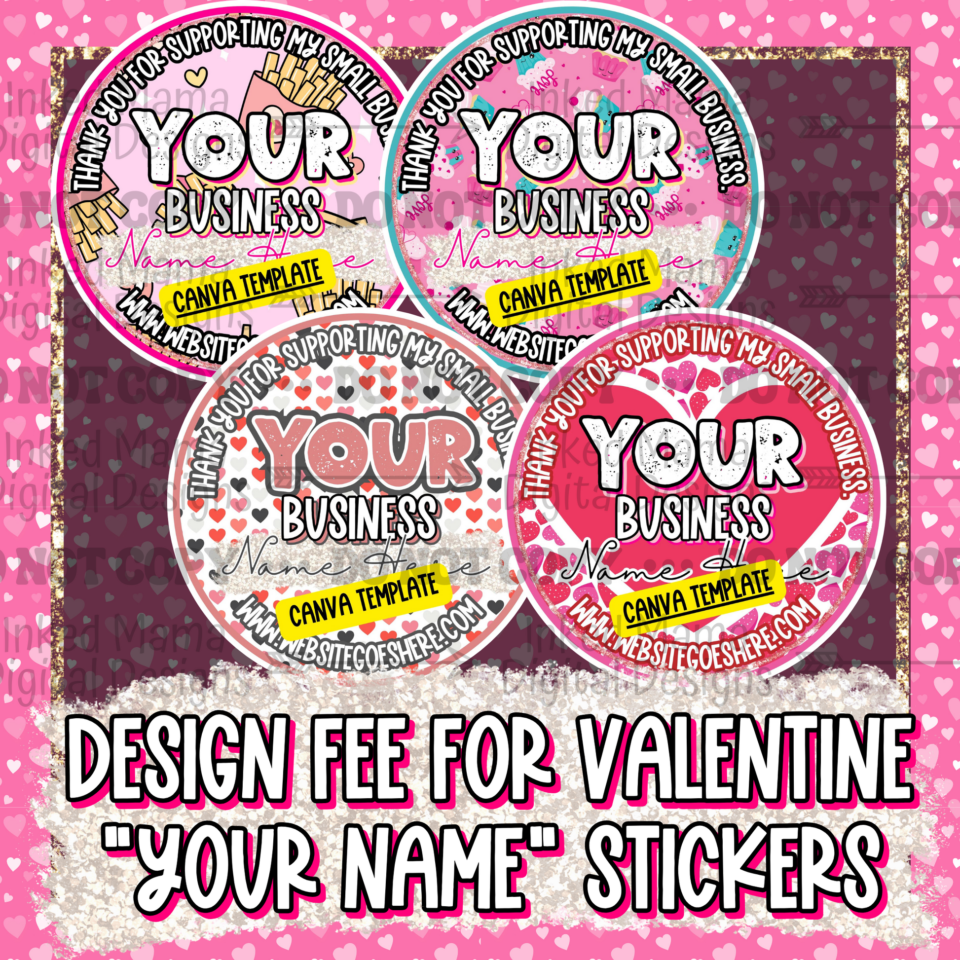DESIGN FEE FOR 'Your Name', Small Business Valentines Stickers