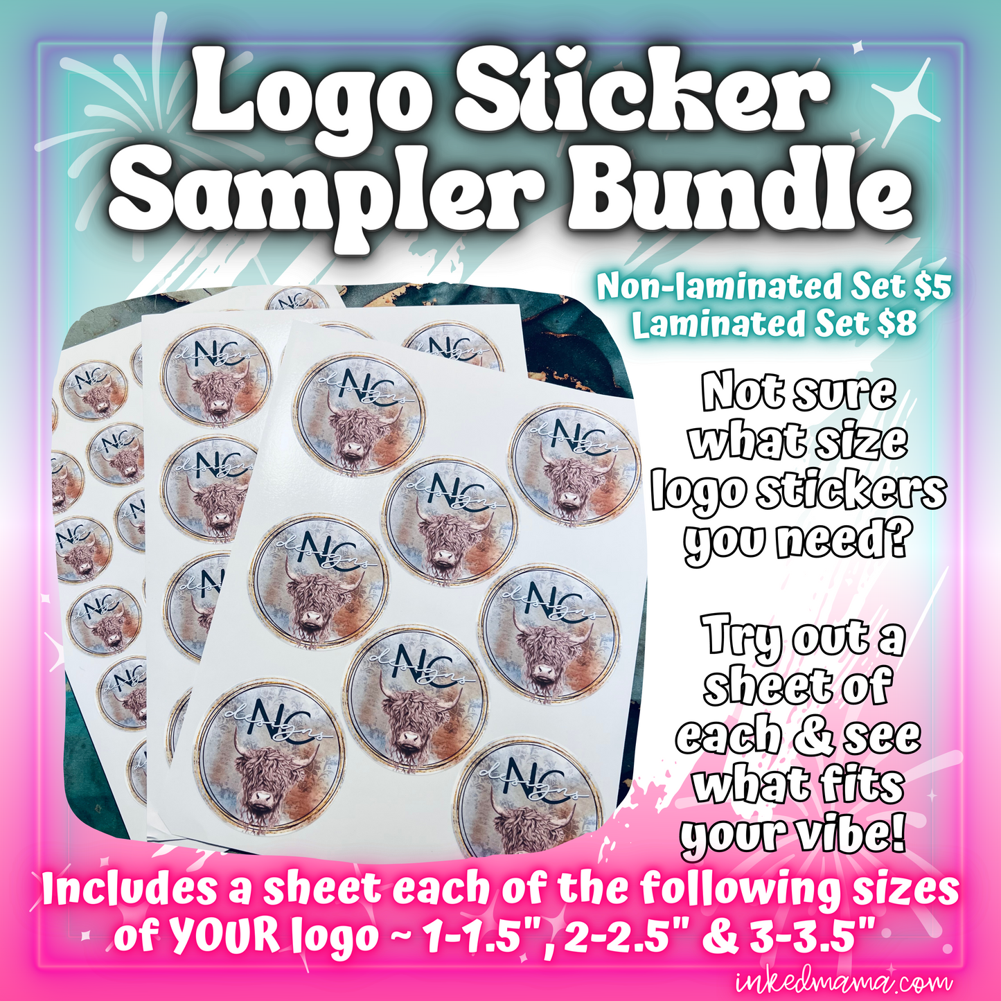 Logo Sticker Sampler Bundle - Small Business Full Color Printed Vinyl Stickers