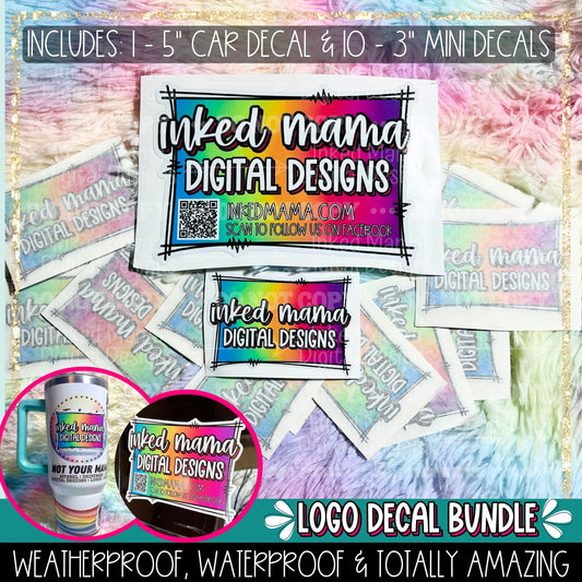Logo Decal Bundle | 1 car decal + 10 mini decals | Small Business Logo + QR Merch Products