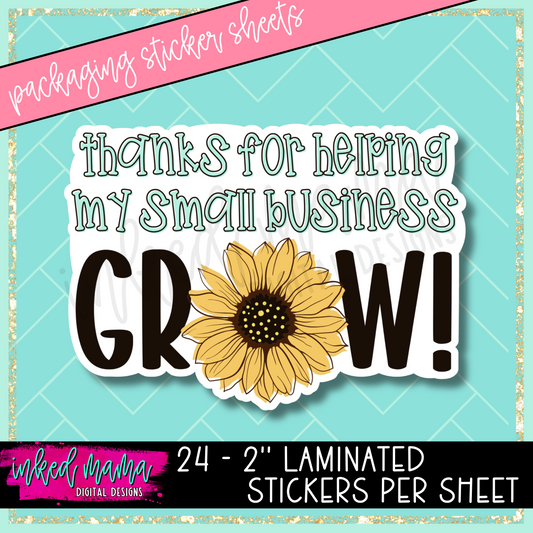 Thanks for helping my Small Business grow! | Small Business Packaging Vinyl Stickers