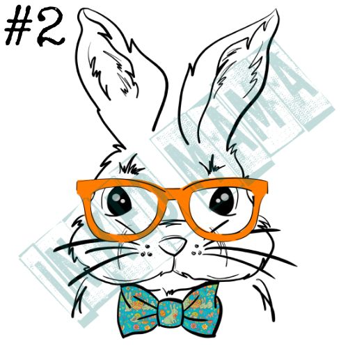 Bunny Outline with Bow tie and glasses - Easter Apparel