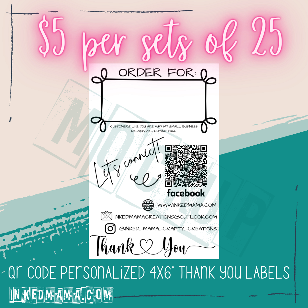 Thank you #4  4"X6" Personalized QR Small Business Thermal Packaging Stickers - Increments of 25