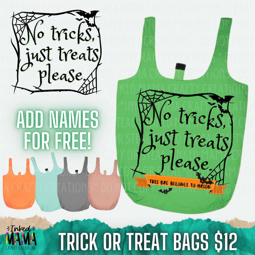 No tricks just treats please (spiderwebs) - Halloween Totes