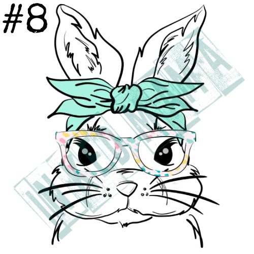 Bunny Outline with headband and glasses - Easter Apparel