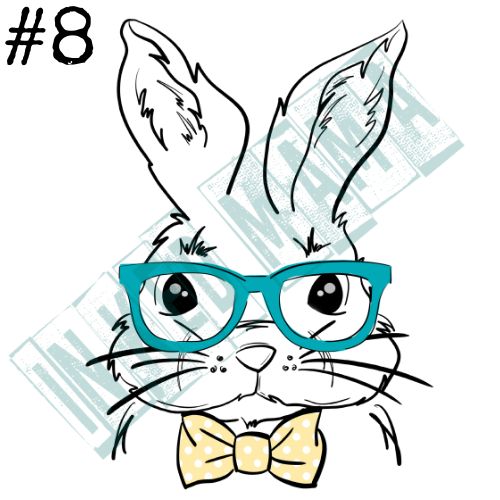 Bunny Outline with Bow tie and glasses - Easter Apparel