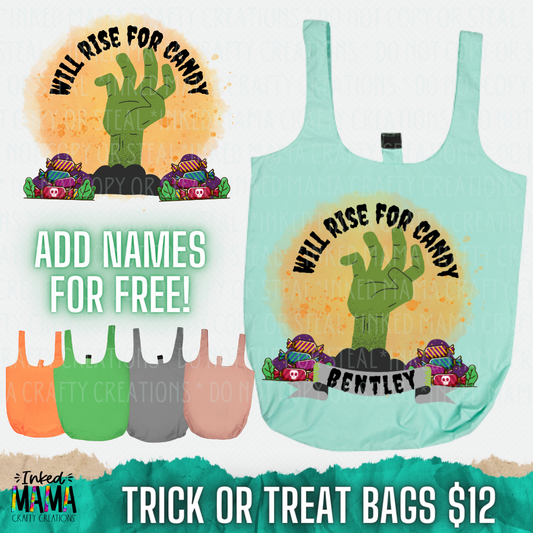Will rise for candy (zombie hand) - Halloween Totes