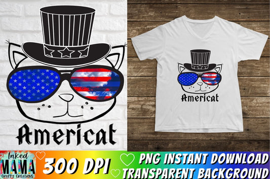 Americat - USA kitty *For Retail Products OR  PRINTABLE DESIGN - INSTANT DOWNLOAD*