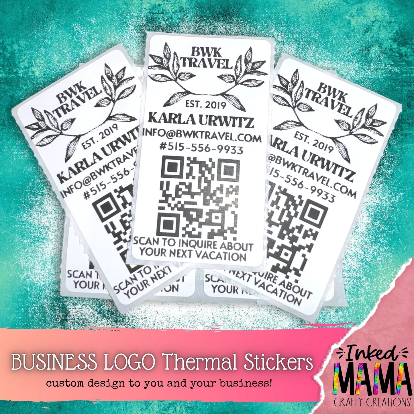 Custom Logo &/or QR Small Business Thermal Packaging Stickers - Increments of 100