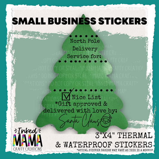 North Pole Delivery Service for: Santa Gift tags *Sets of 25 - Small Business Thermal Packaging Stickers*