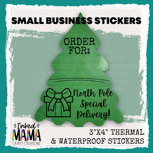 North Pole Special Delivery Order for: *Sets of 25 - Small Business Thermal Packaging Stickers*