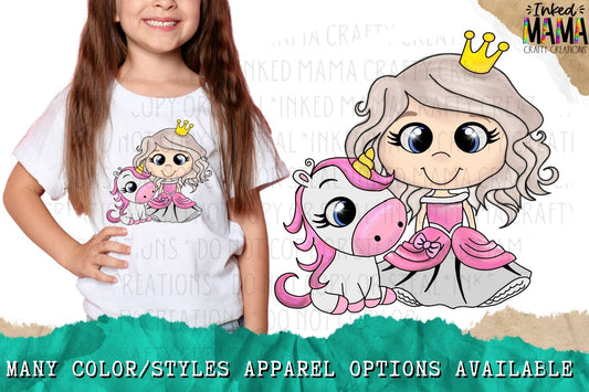 Cute Princess & unicorn drawing - Apparel