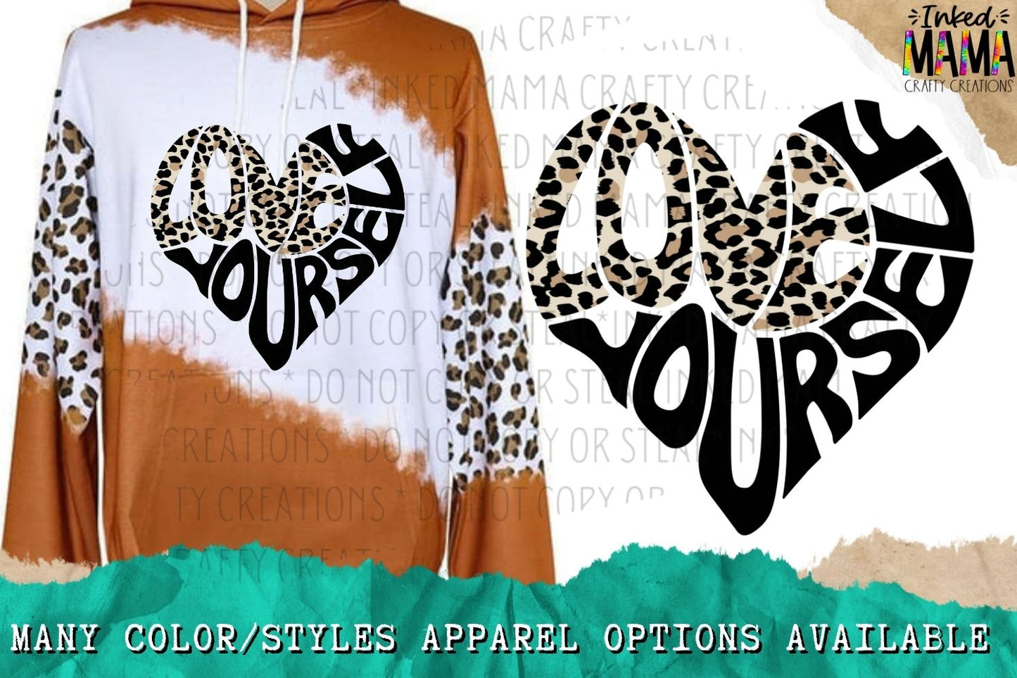 Love Yourself - Leopard Print Heart -  Apparel