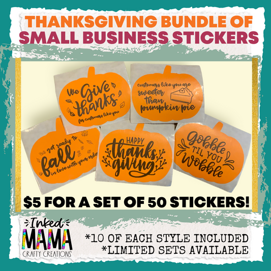 Thanksgiving Pumpkin Bundle *Small Business Thermal Packaging Stickers* Set of 50